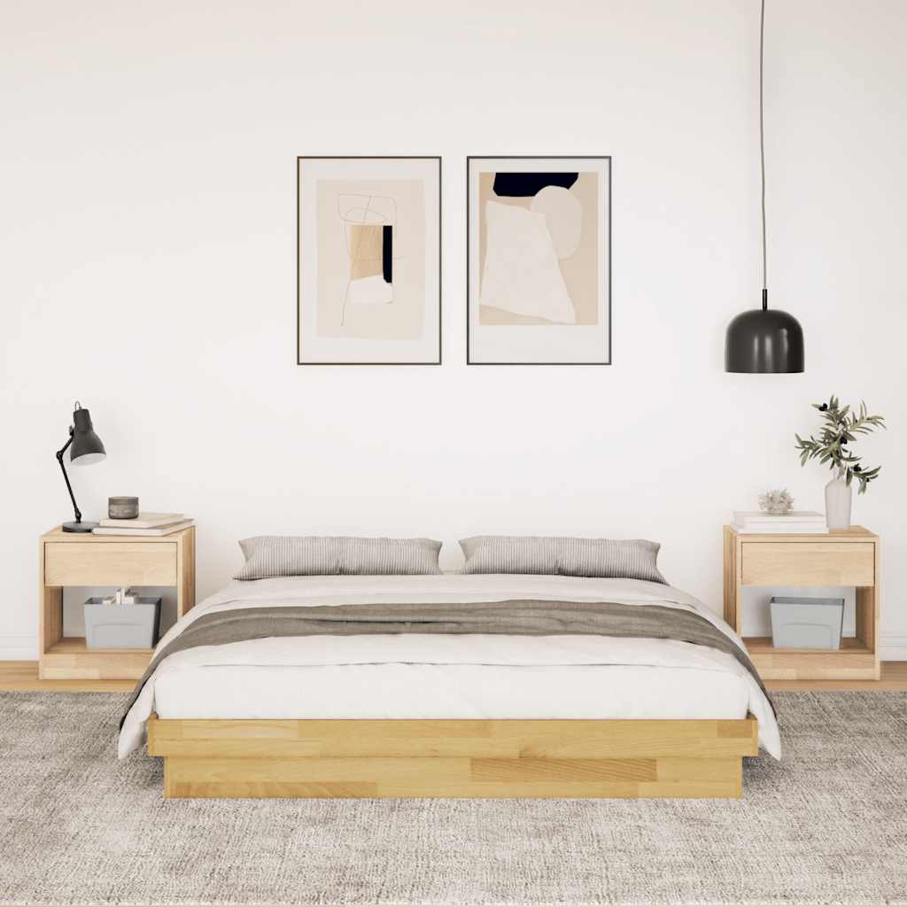 Bed Frame Without Mattress Solid Wood Oak 120 x 200 cm 90 x 190 cm 100 x 200 cm