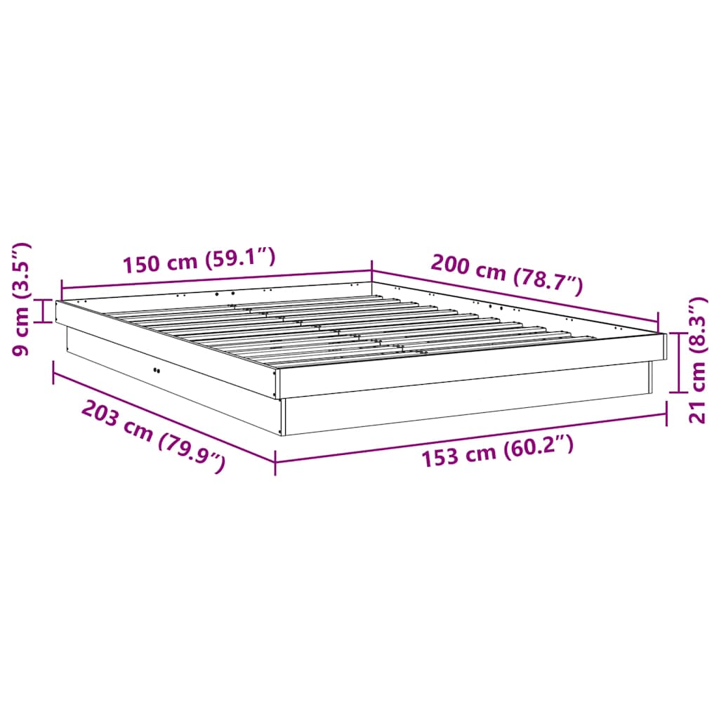 Bed Frame Without Mattress Solid Wood Oak 120 x 200 cm 90 x 190 cm 100 x 200 cm