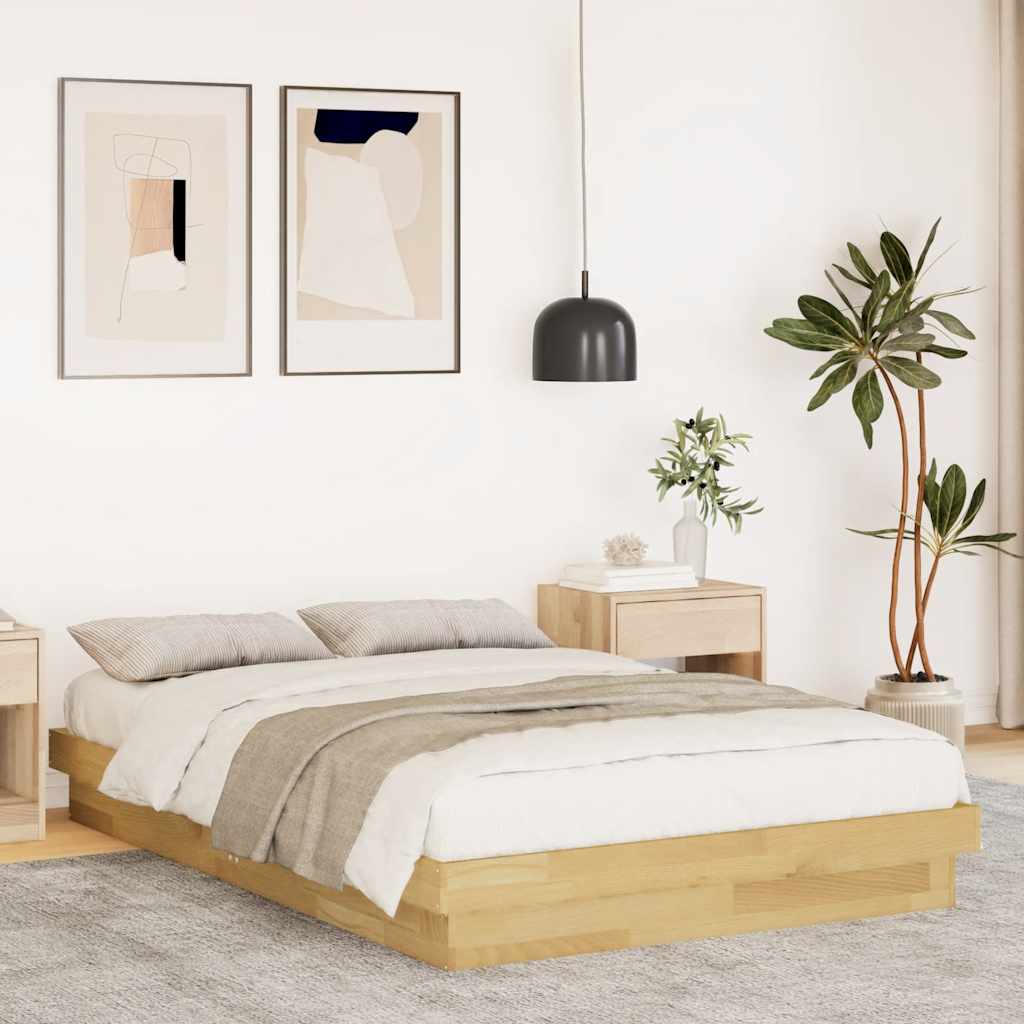 Bed Frame Without Mattress Solid Wood Oak 120 x 200 cm 90 x 190 cm 100 x 200 cm