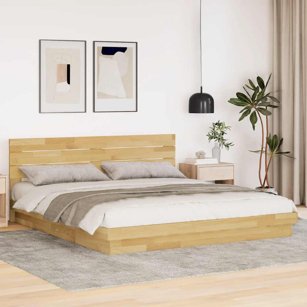 Bed Frame With Headboard Without Mattress King Size Solid Wood Oak