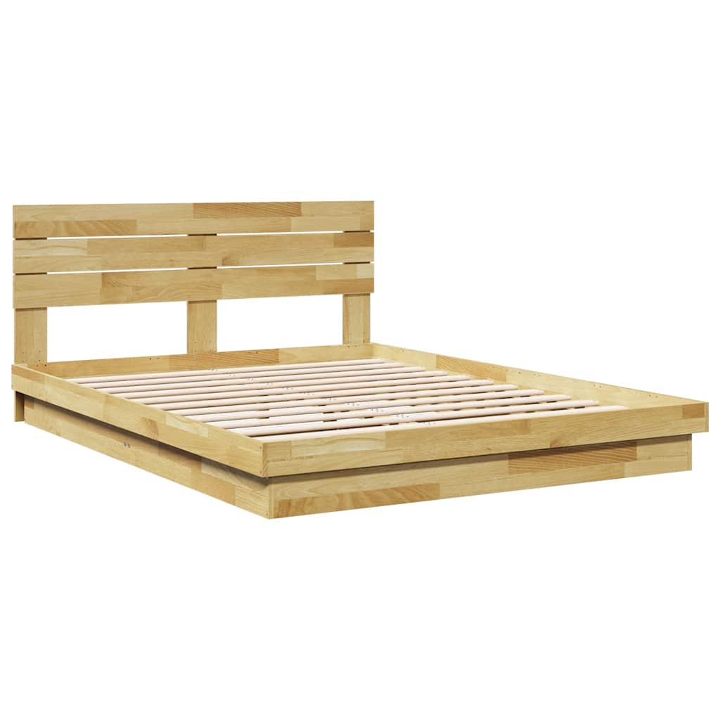 Bed Frame With Headboard Without Mattress King Size Solid Wood Oak