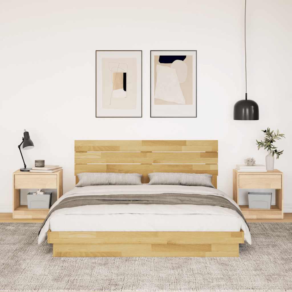 Bed Frame With Headboard Without Mattress King Size Solid Wood Oak