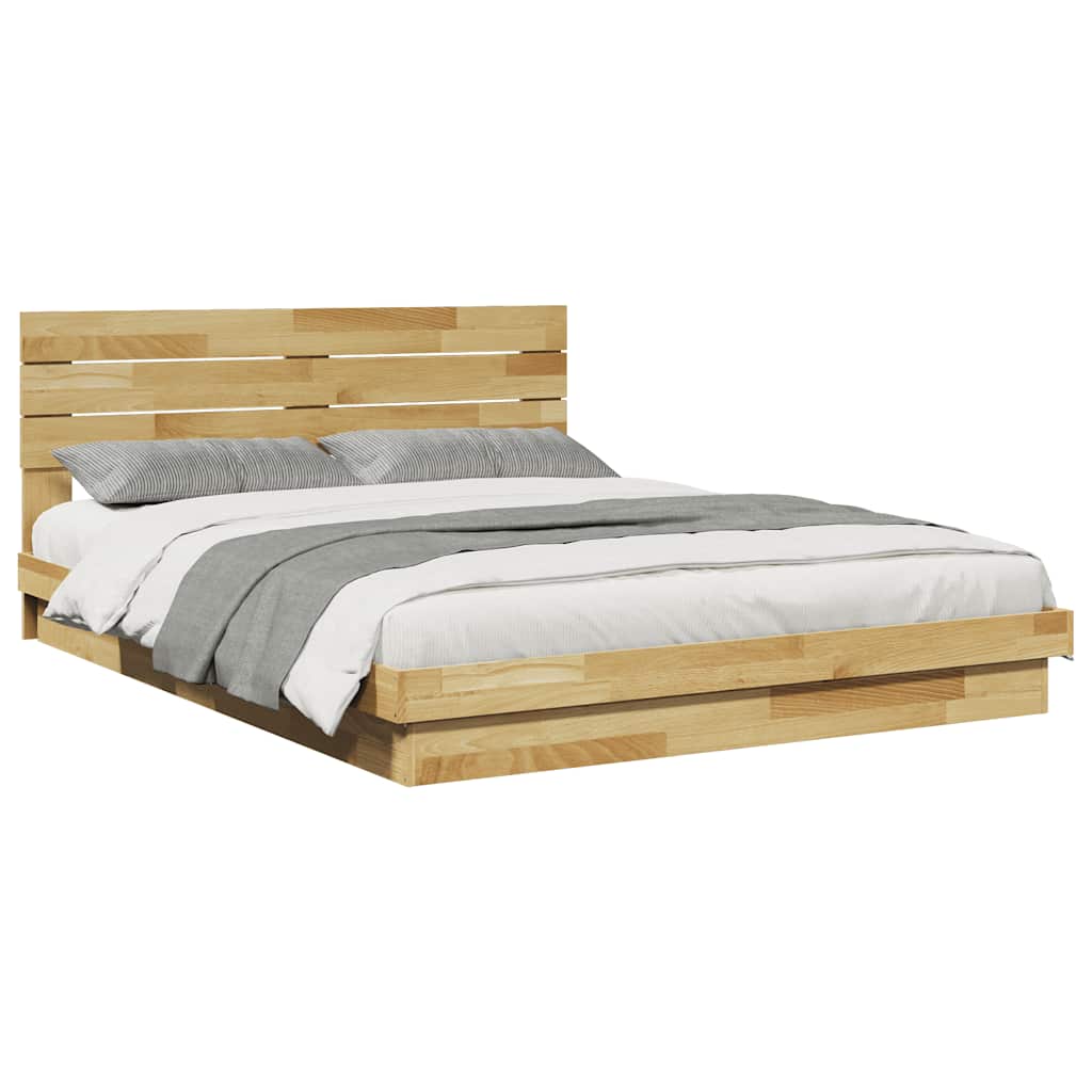 Bed Frame With Headboard Without Mattress King Size Solid Wood Oak