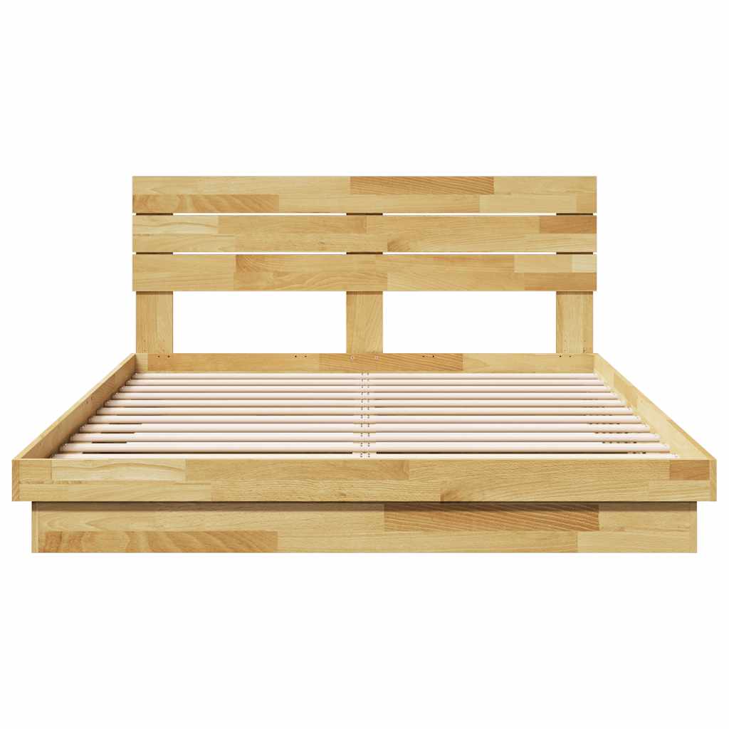 Bed Frame With Headboard Without Mattress King Size Solid Wood Oak