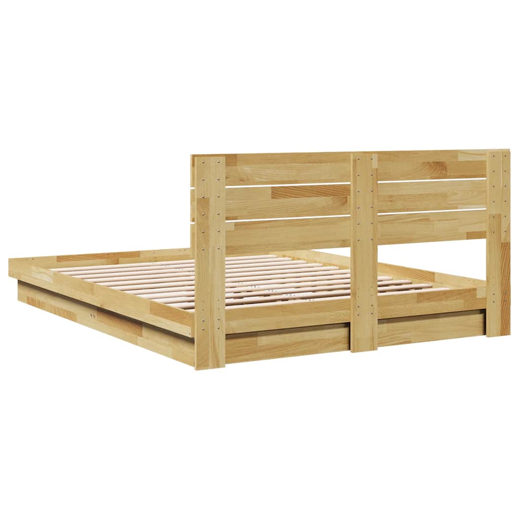 Bed Frame With Headboard Without Mattress King Size Solid Wood Oak