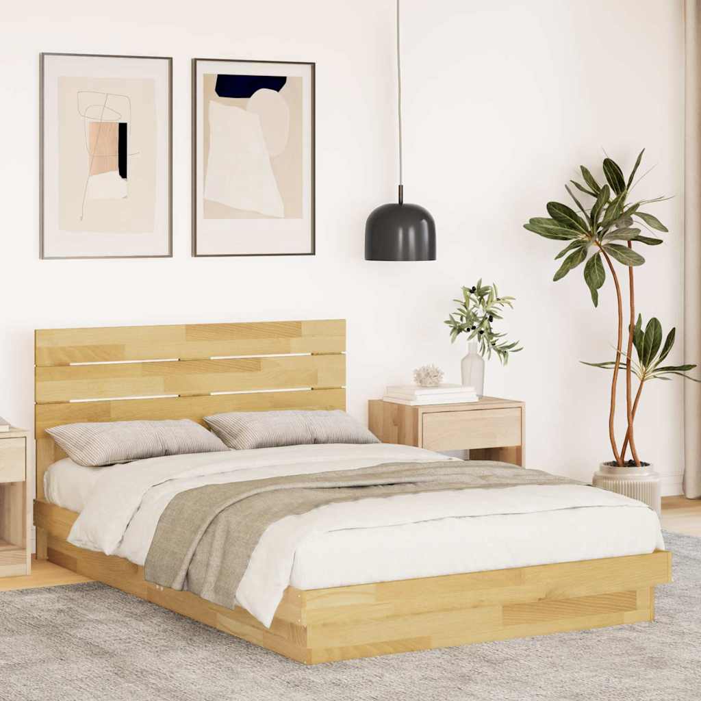 Bed Frame With Headboard Without Mattress King Size Solid Wood Oak