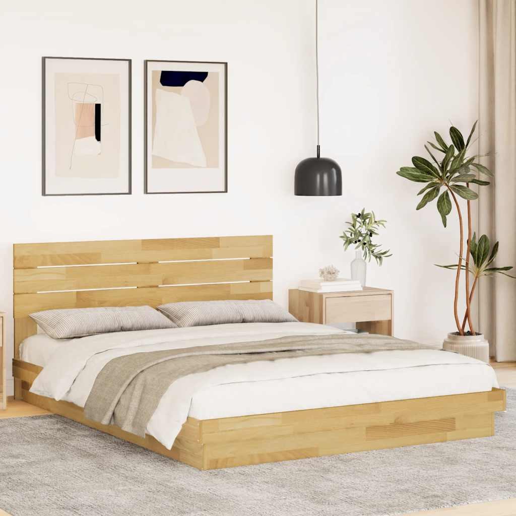 Bed Frame With Headboard Without Mattress King Size Solid Wood Oak