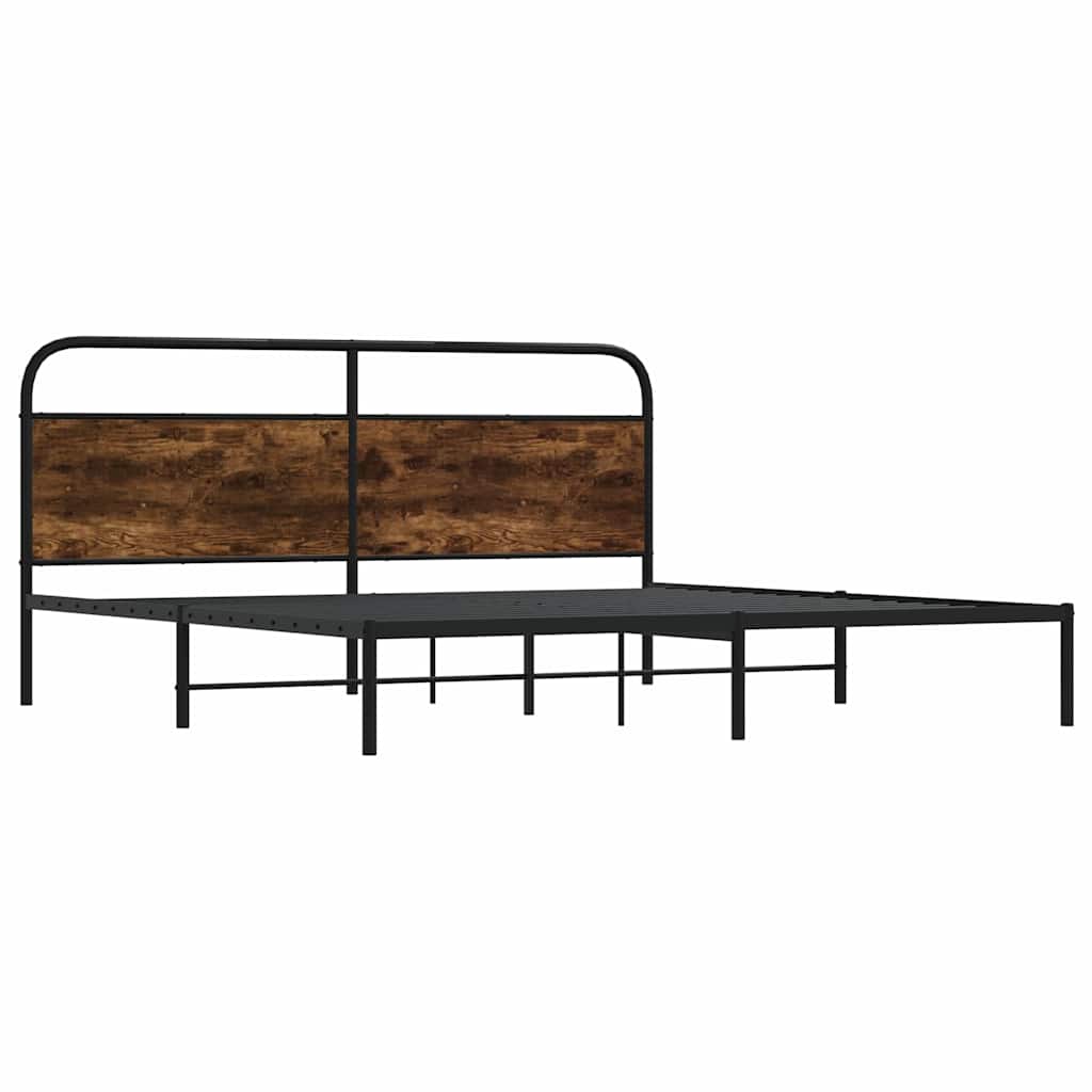 Bed Frame Without Mattress Engineered Wood Smoked Oak Brown Oak Sonoma Oak Steel