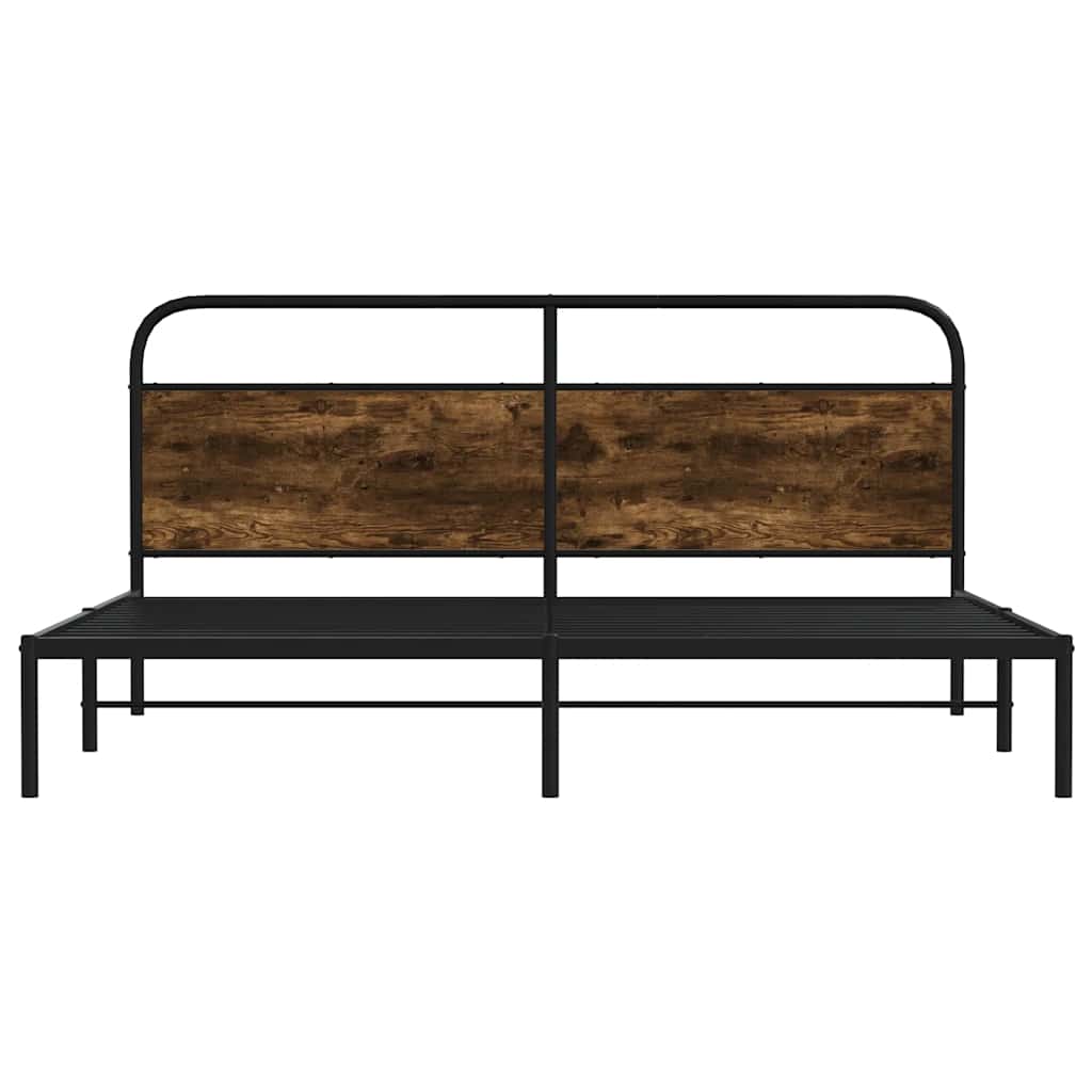 Bed Frame Without Mattress Engineered Wood Smoked Oak Brown Oak Sonoma Oak Steel