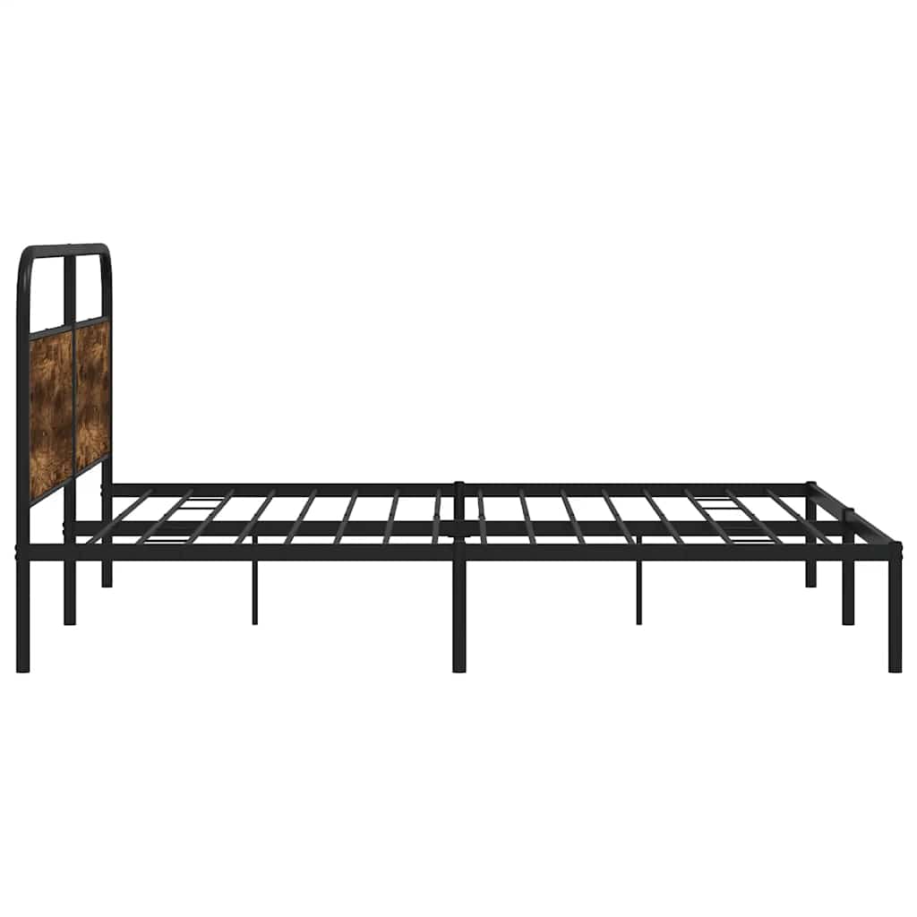 Bed Frame Without Mattress Engineered Wood Smoked Oak Brown Oak Sonoma Oak Steel
