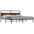 Bed Frame Without Mattress Engineered Wood Smoked Oak Brown Oak Sonoma Oak Steel