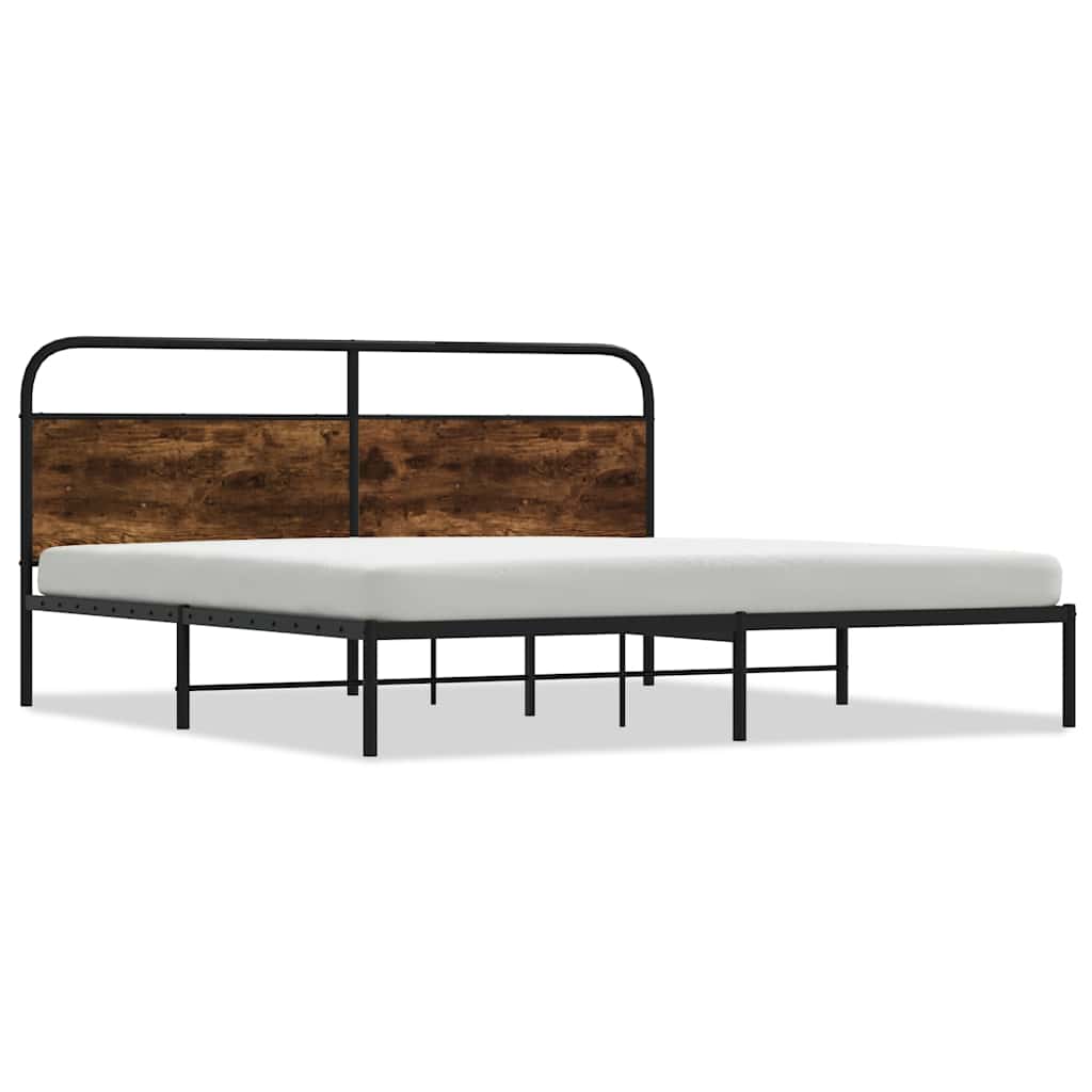 Bed Frame Without Mattress Engineered Wood Smoked Oak Brown Oak Sonoma Oak Steel