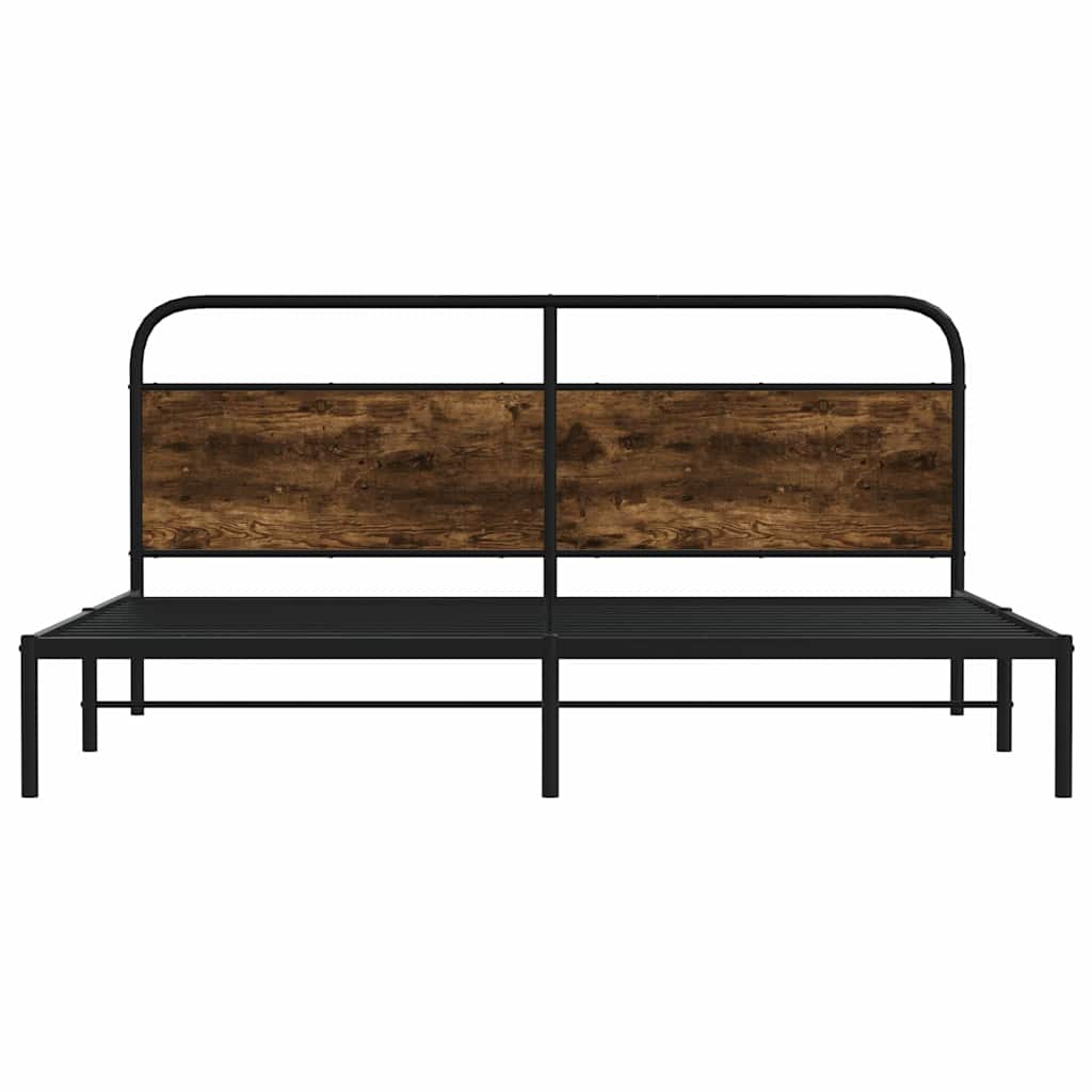 Bed Frame Without Mattress Engineered Wood Smoked Oak Brown Oak Sonoma Oak Steel