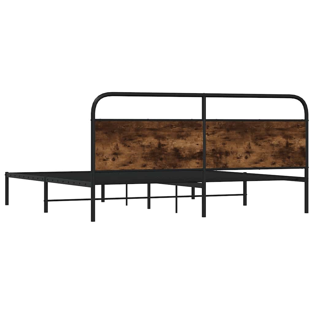 Bed Frame Without Mattress Engineered Wood Smoked Oak Brown Oak Sonoma Oak Steel