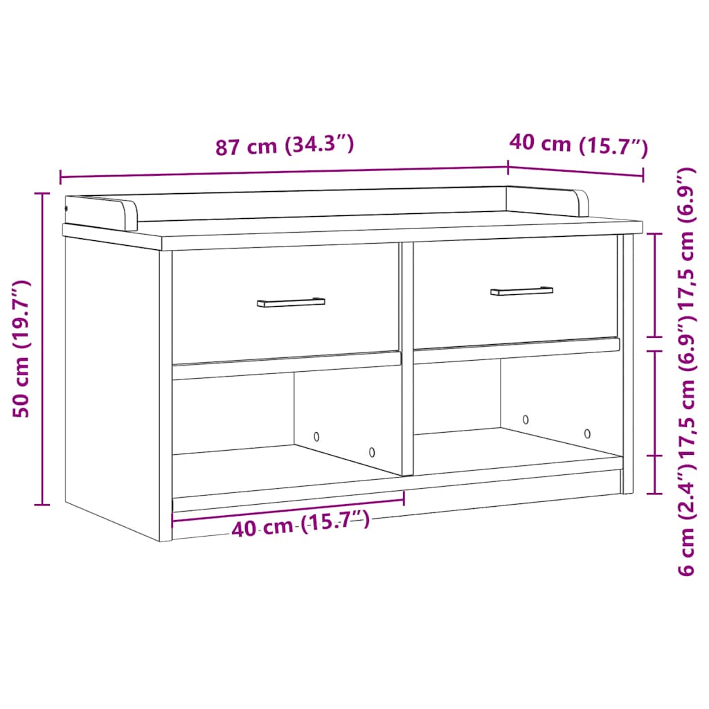 Storage & Entryway Benches Hallway Bench Sandnes 87X40X50 Cm Solid 2 Drawers
