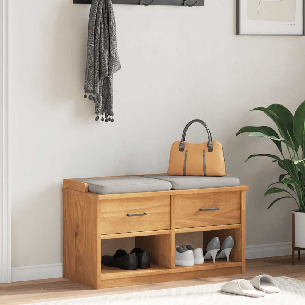 Storage & Entryway Benches Hallway Bench Sandnes 87X40X50 Cm Solid 2 Drawers