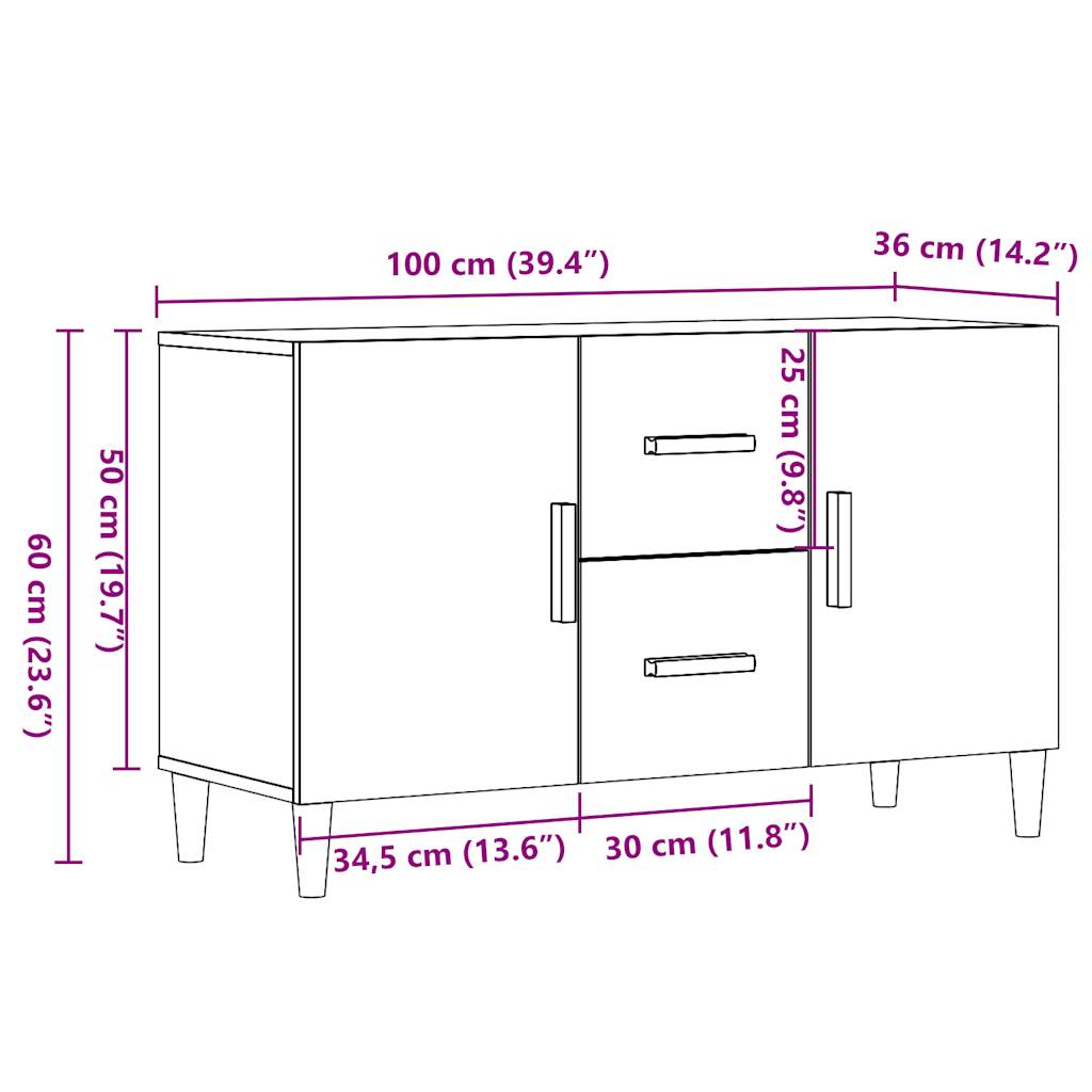 Sideboard 100X36X60 Cm Engineered Wood