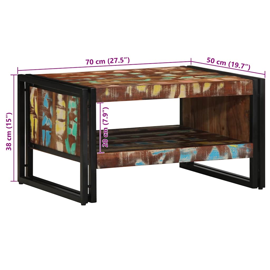 Coffee Table Multicolour 70X50X38 Cm Solid Wood Reclaimed
