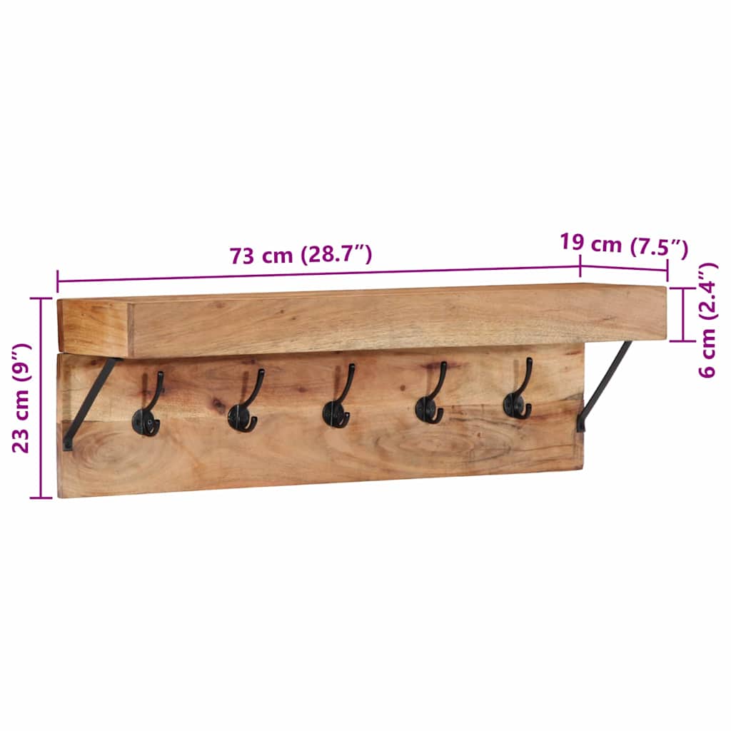 Coat Rack With Shelf Brown 73 X 19 X 23 Cm