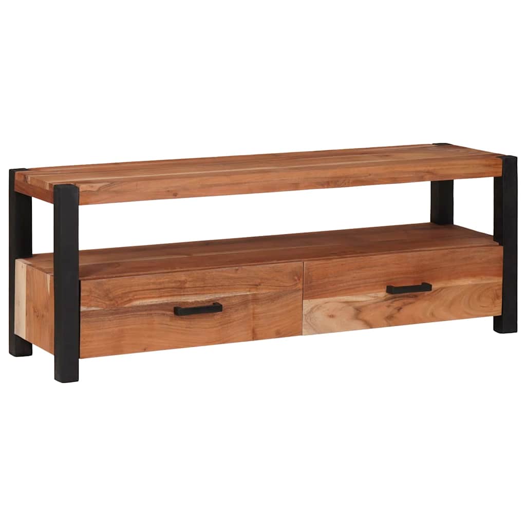 Tv Cabinet With Drawer Brown 110 X 30 X 40 Cm Solid Acacia Wood