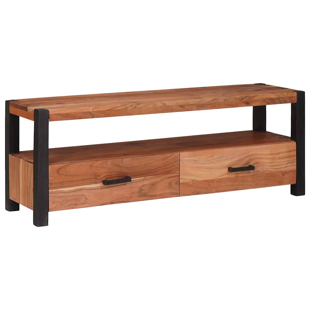 Tv Cabinet With Drawer Brown 110 X 30 X 40 Cm Solid Acacia Wood