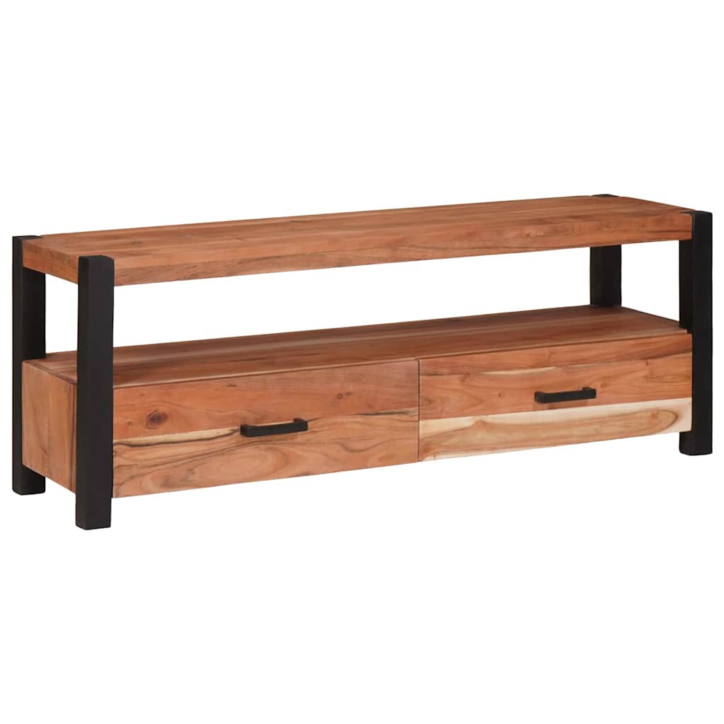 Tv Cabinet With Drawer Brown 110 X 30 X 40 Cm Solid Acacia Wood