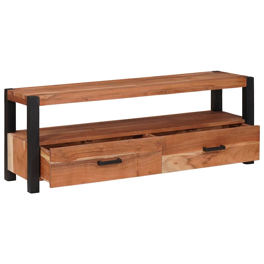 Tv Cabinet With Drawer Brown 110 X 30 X 40 Cm Solid Acacia Wood