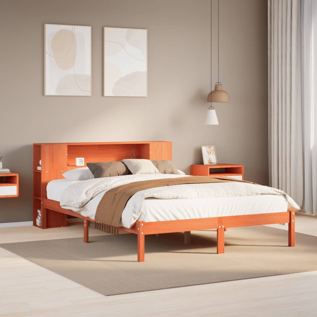 Bookcase Bed Without Mattress Solid Wood Pine