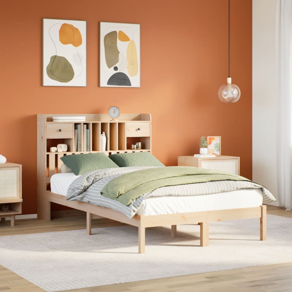 Bookcase Bed Without Mattress Solid Wood Pine