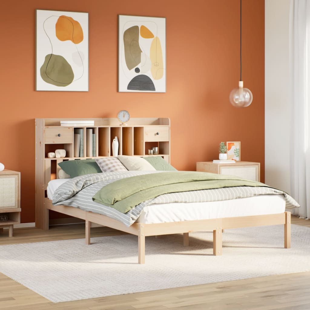 Bookcase Bed Without Mattress Solid Wood Pine