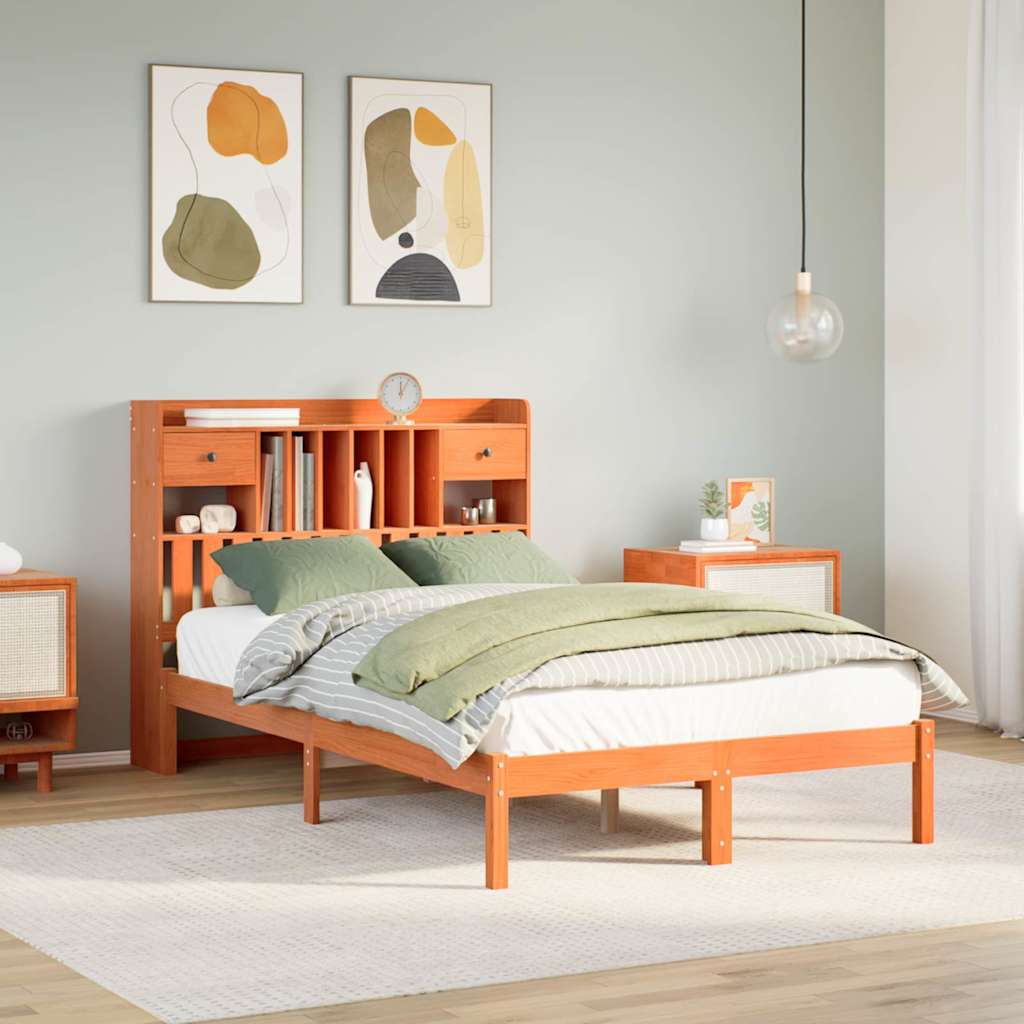 Bookcase Bed Without Mattress Solid Wood Pine