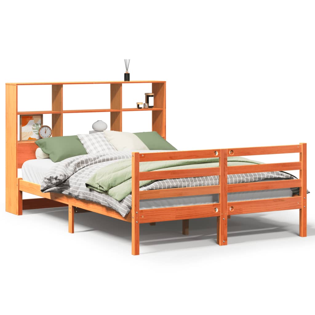 Bookcase Bed Without Mattress Wax Brown 140X200 Cm Solid Wood