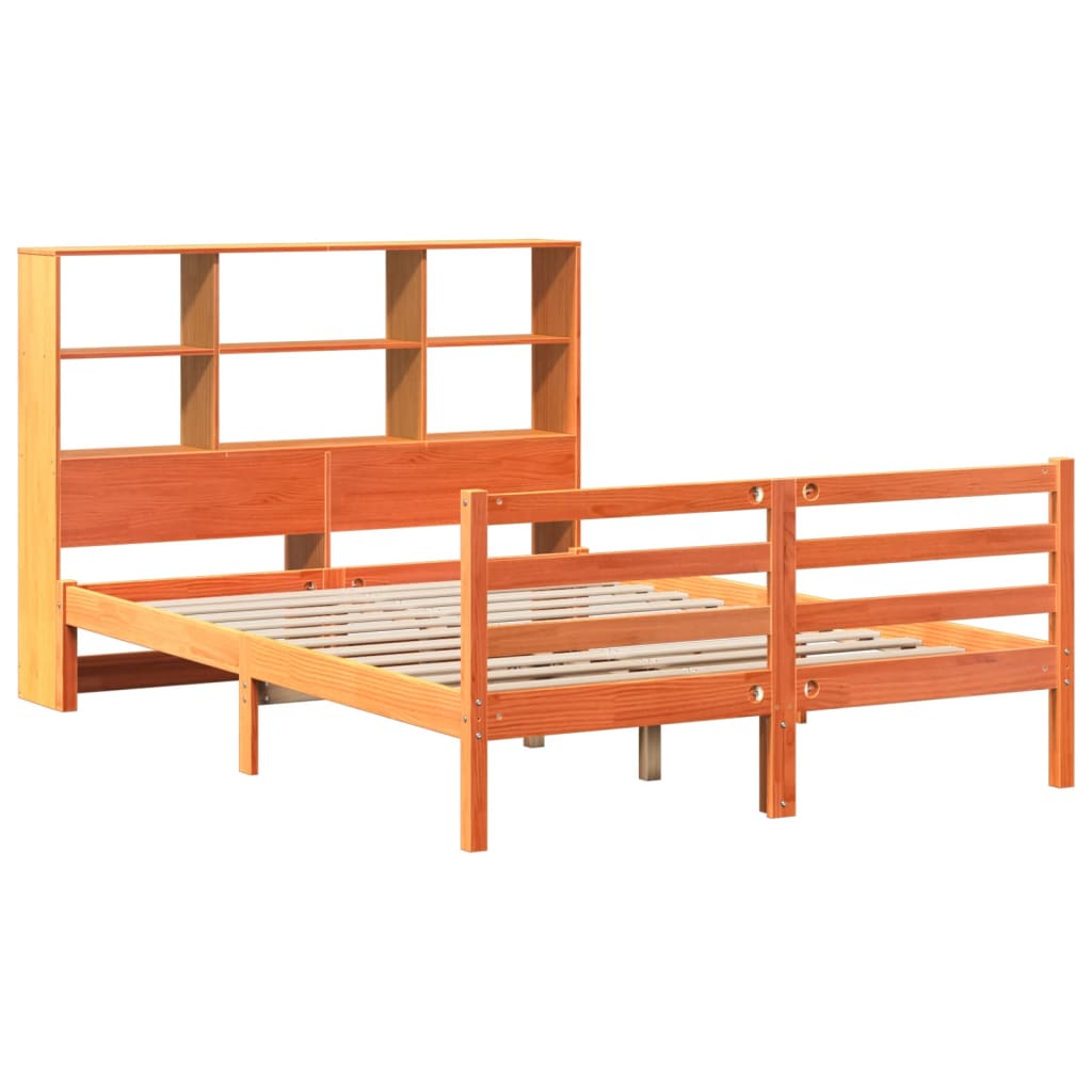 Bookcase Bed Without Mattress Wax Brown 140X200 Cm Solid Wood