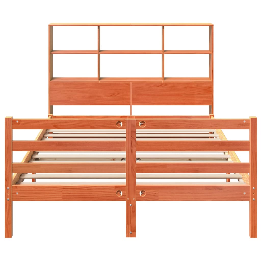 Bookcase Bed Without Mattress Wax Brown 140X200 Cm Solid Wood