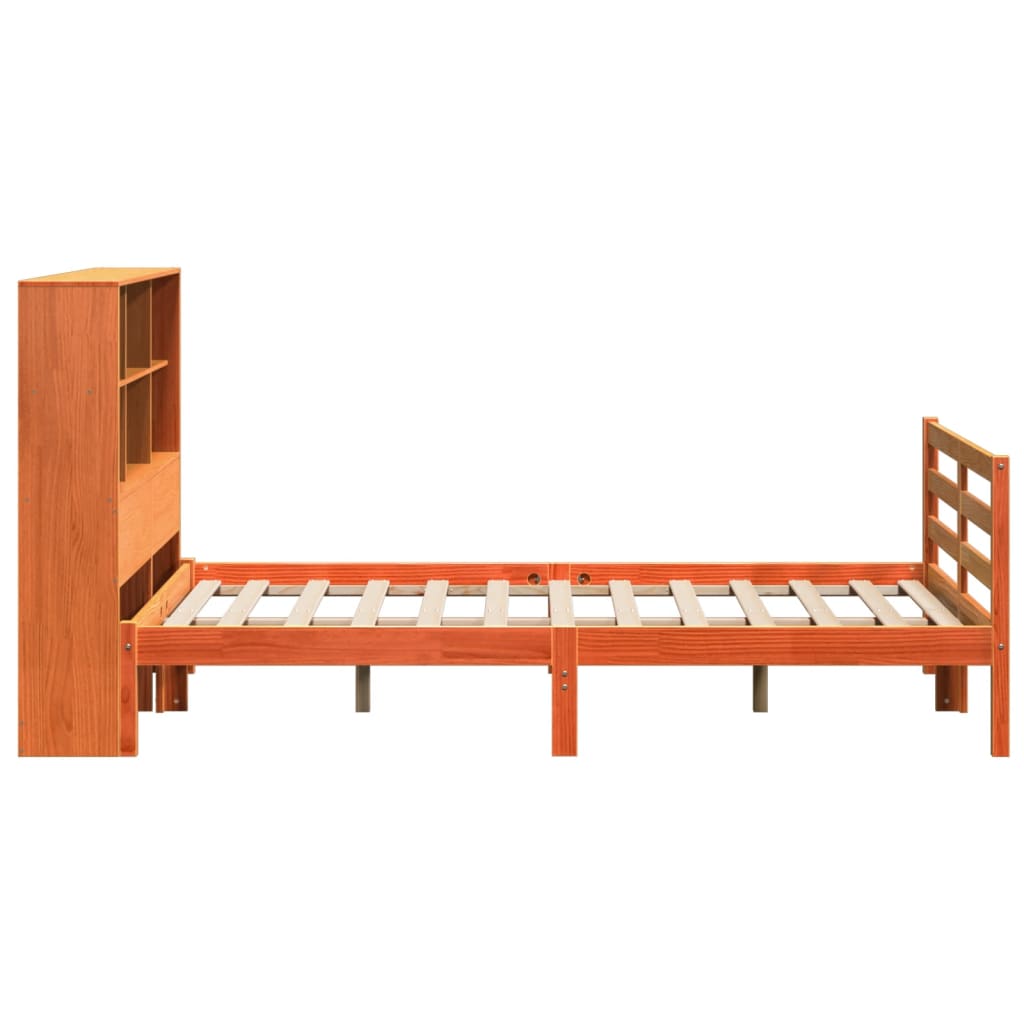 Bookcase Bed Without Mattress Wax Brown 140X200 Cm Solid Wood