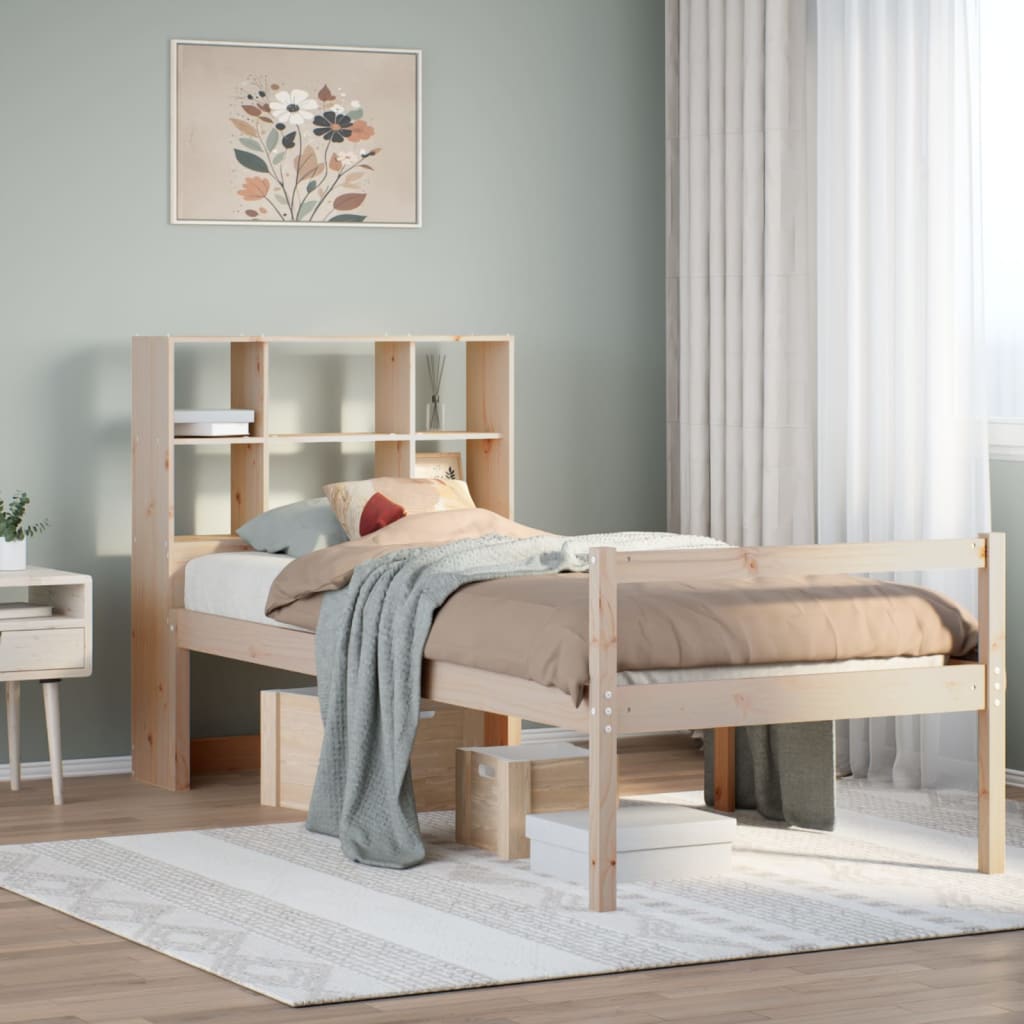 Bookcase Bed Without Mattress Solid Wood