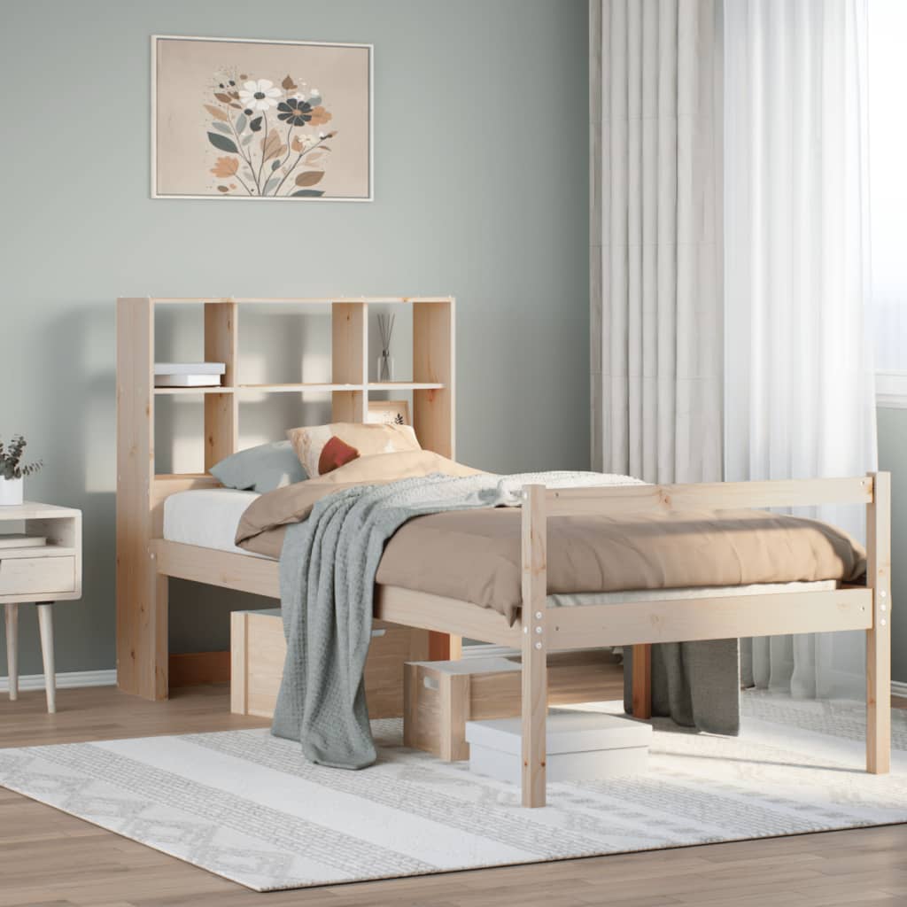 Bookcase Bed Without Mattress Solid Wood