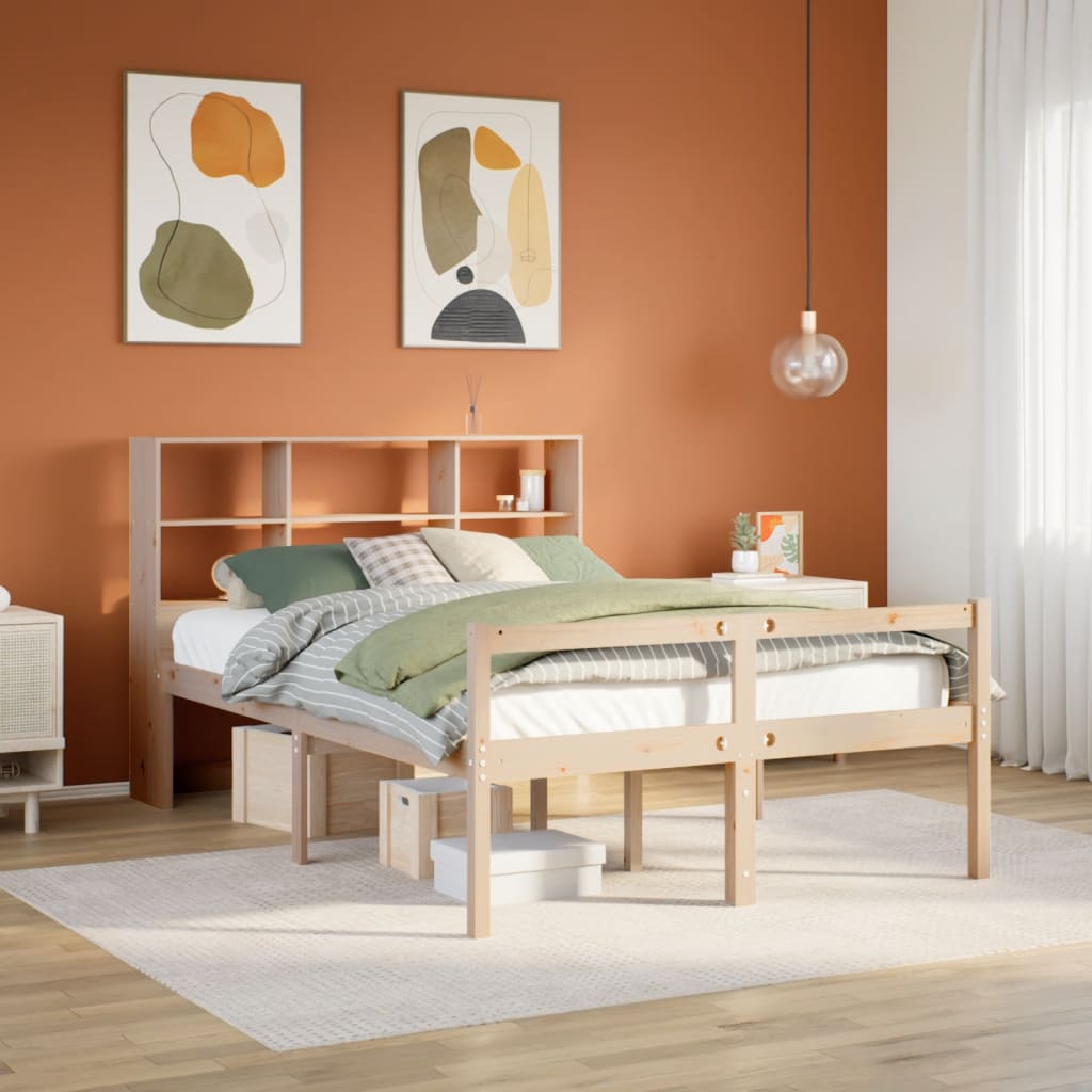 Bookcase Bed Without Mattress Solid Wood