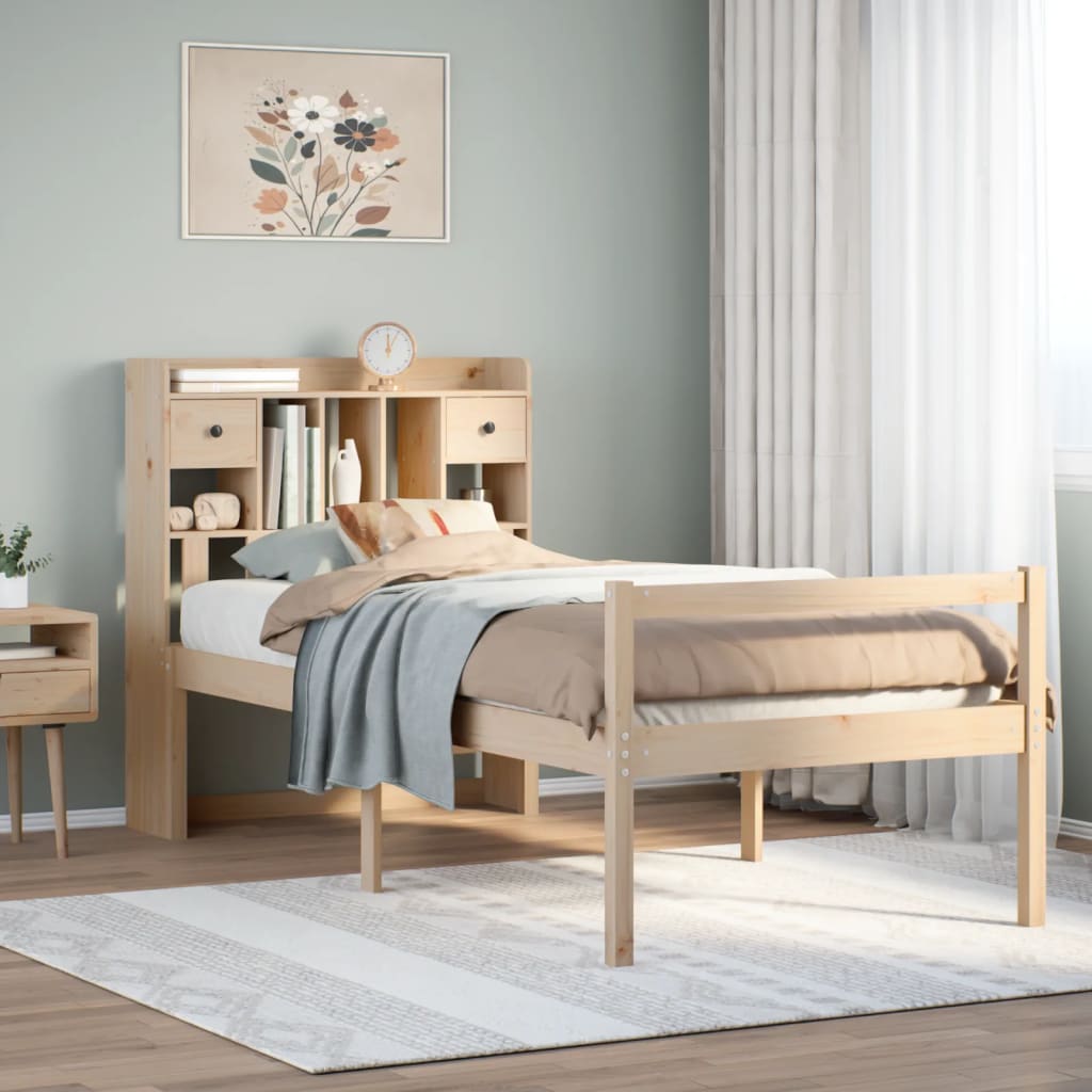 Bookcase Bed Without Mattress Super King Solid Wood Pine