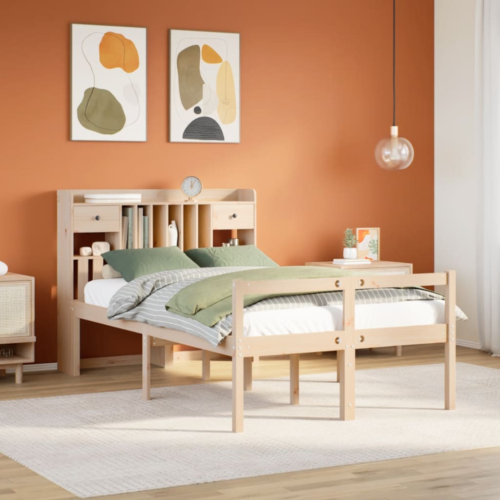 Bookcase Bed Without Mattress Super King Solid Wood Pine