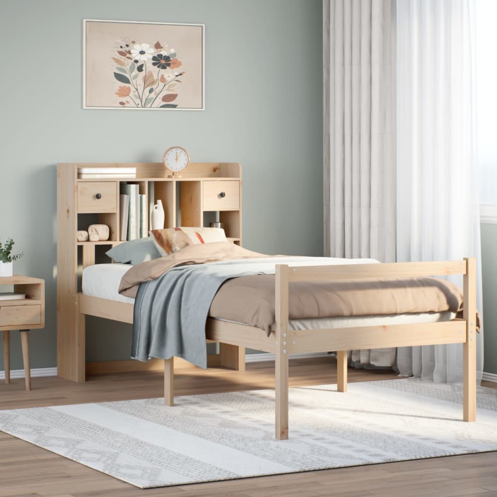 Bookcase Bed Without Mattress Super King Solid Wood Pine