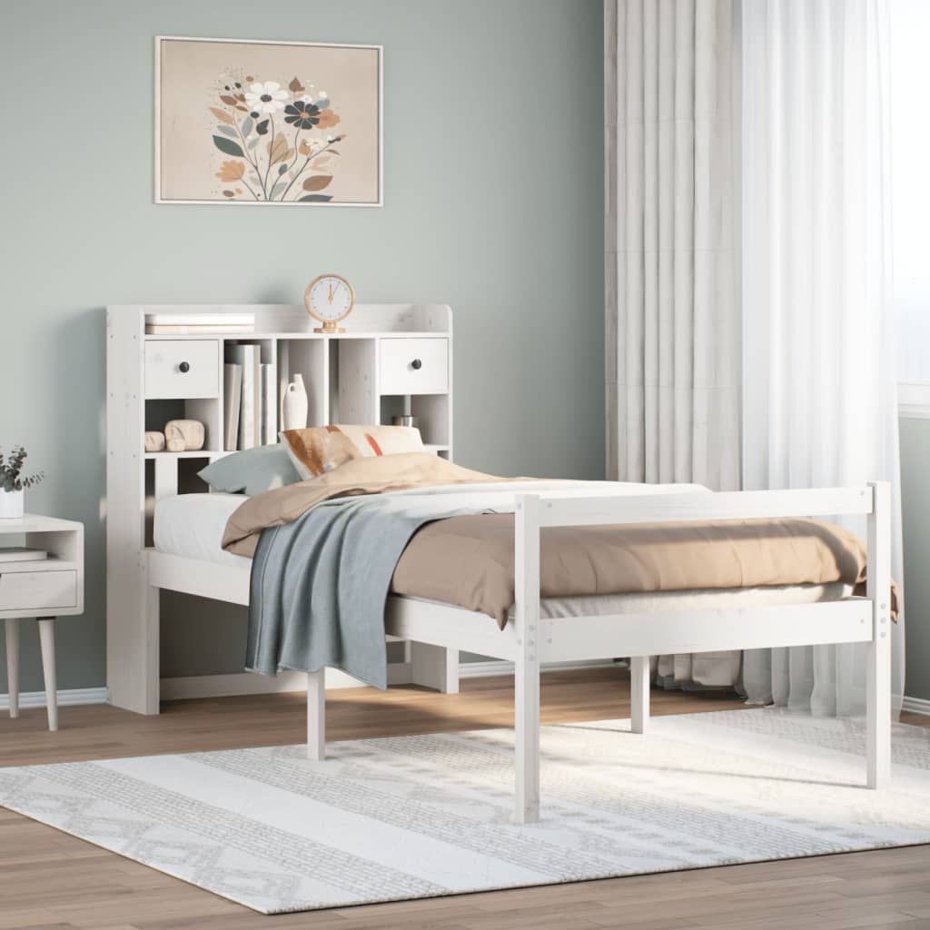 Bookcase Bed Without Mattress Super King Solid Wood Pine