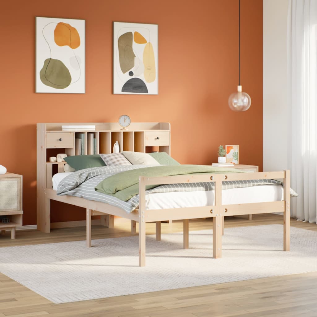 Bookcase Bed Without Mattress Super King Solid Wood Pine