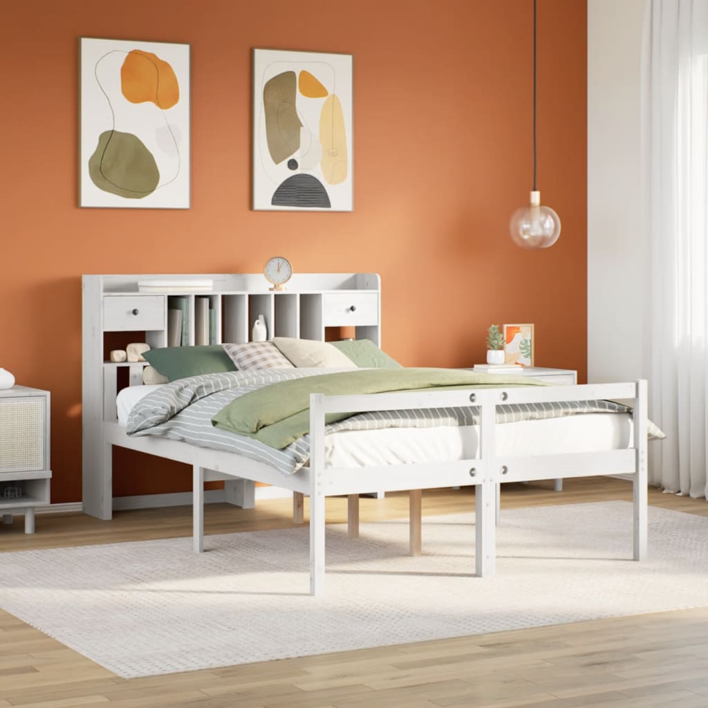 Bookcase Bed Without Mattress Super King Solid Wood Pine