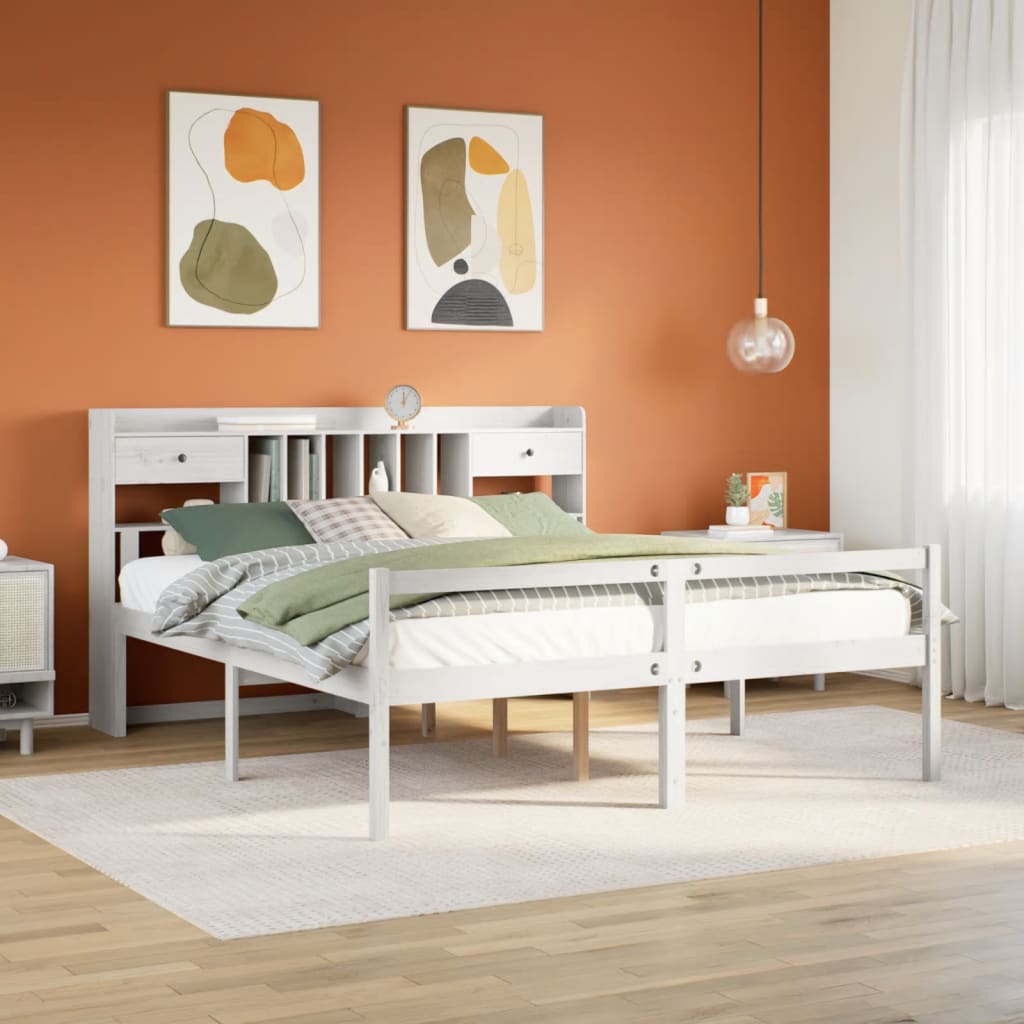 Bookcase Bed Without Mattress Super King Solid Wood Pine