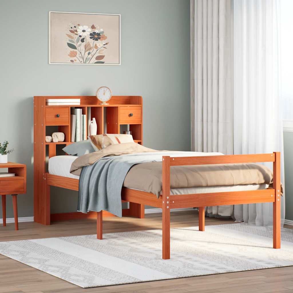 Bookcase Bed Without Mattress Super King Solid Wood Pine