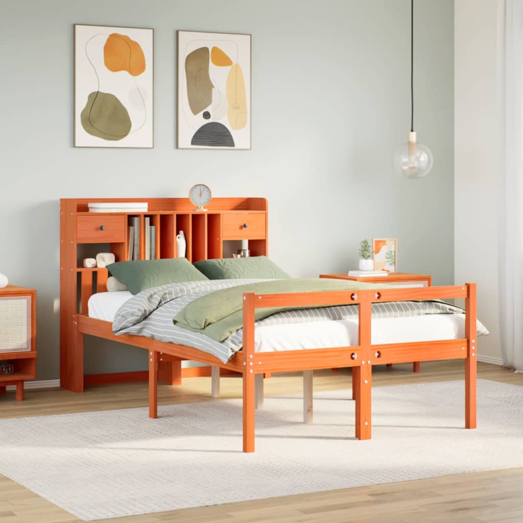 Bookcase Bed Without Mattress Super King Solid Wood Pine