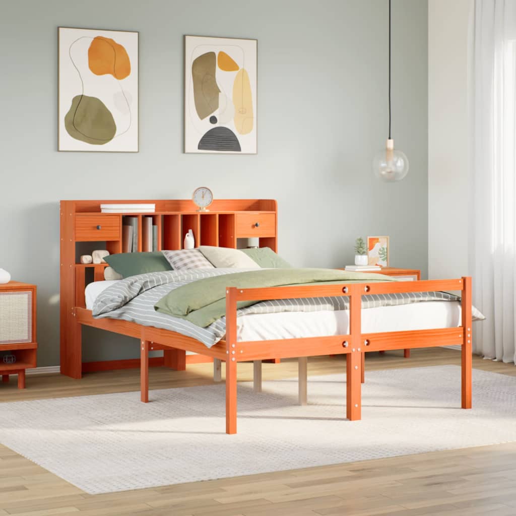Bookcase Bed Without Mattress Super King Solid Wood Pine