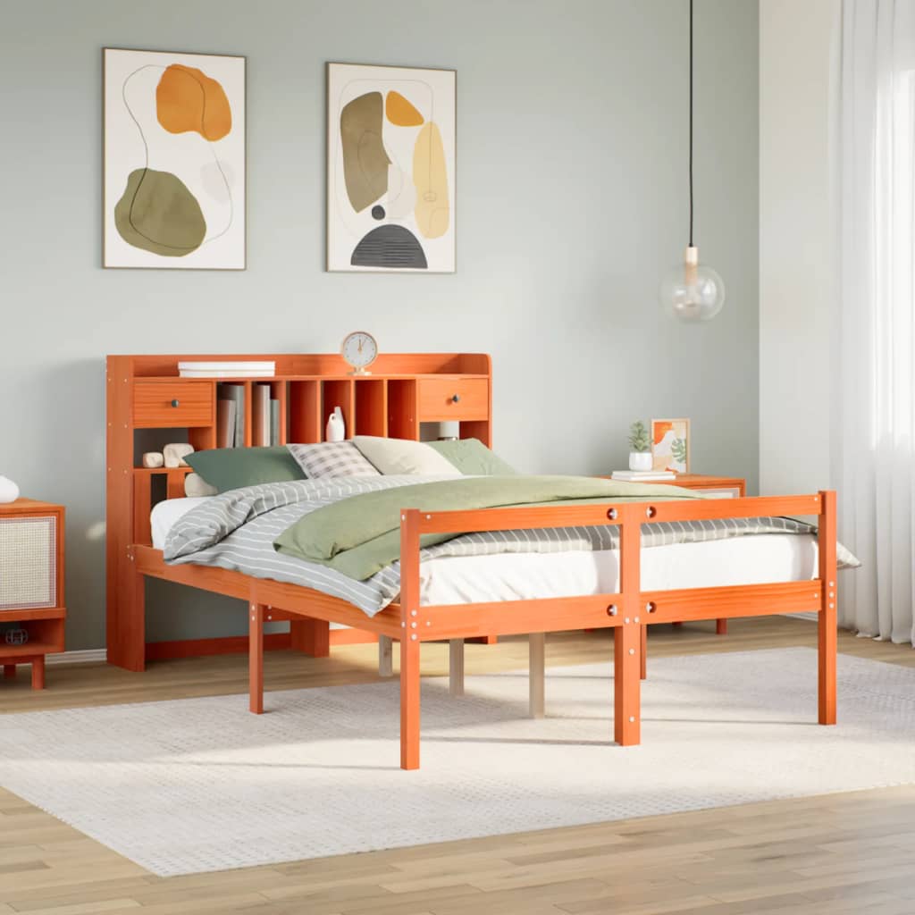 Bookcase Bed Without Mattress Super King Solid Wood Pine