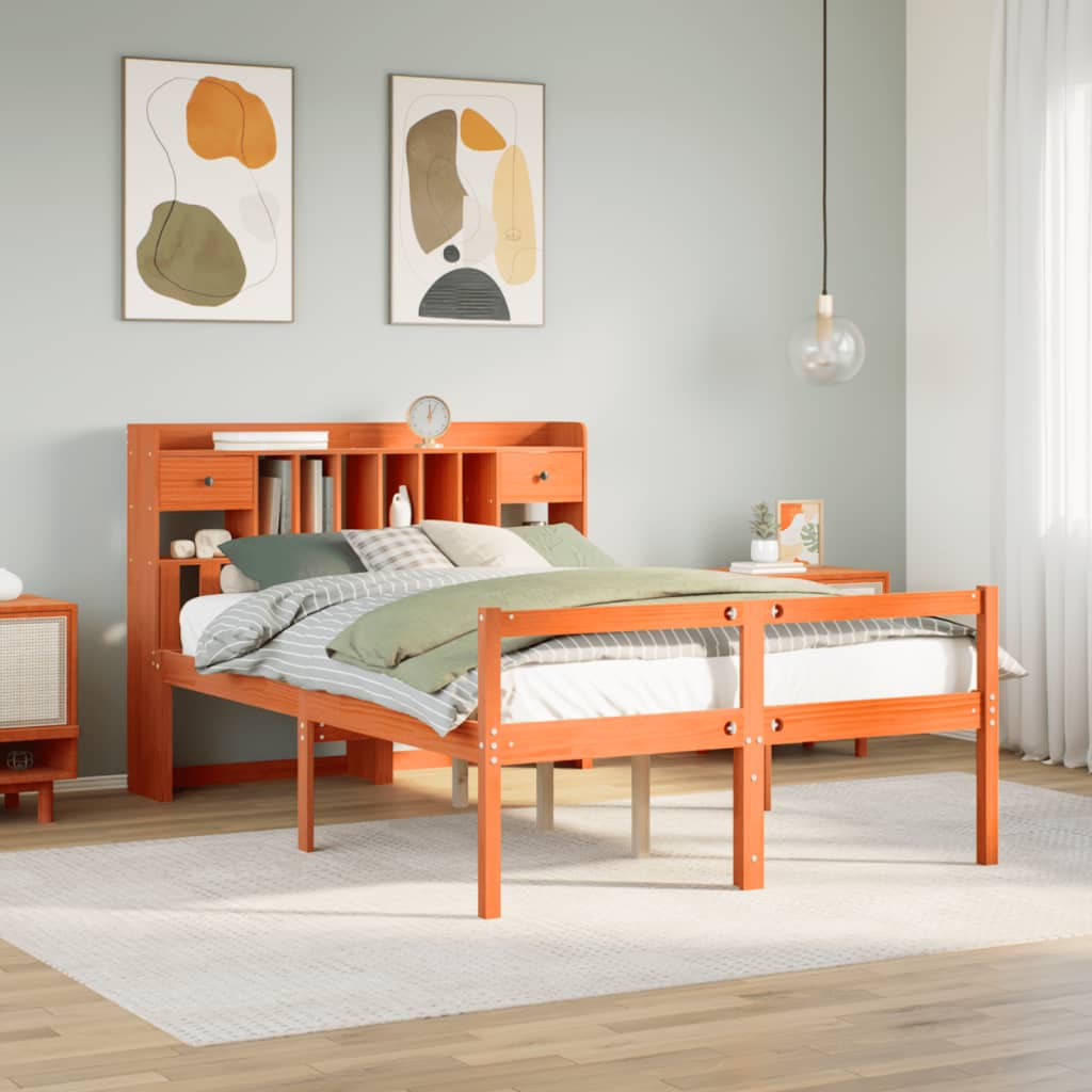 Bookcase Bed Without Mattress Super King Solid Wood Pine